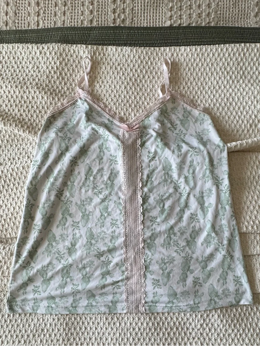 Nanette Green and Pink Cactus Print Cami & Short Pajama Set
